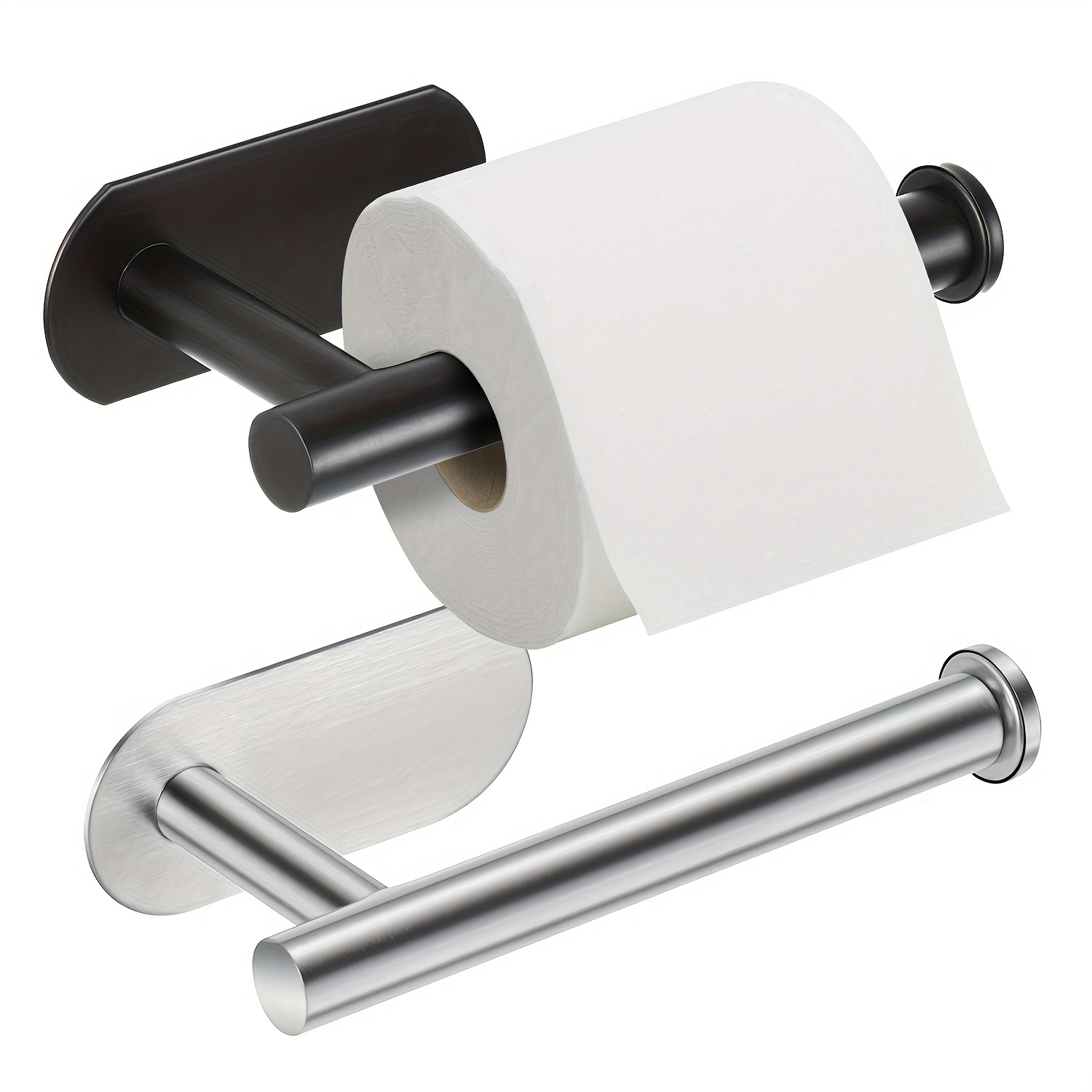 Soporte de papel higiénico autoadhesivo sin taladro, accesorio de acero  inoxidable para rollo de cocina y