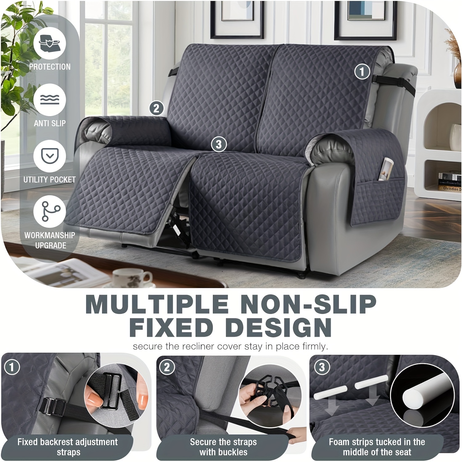 Double recliner online slipcover