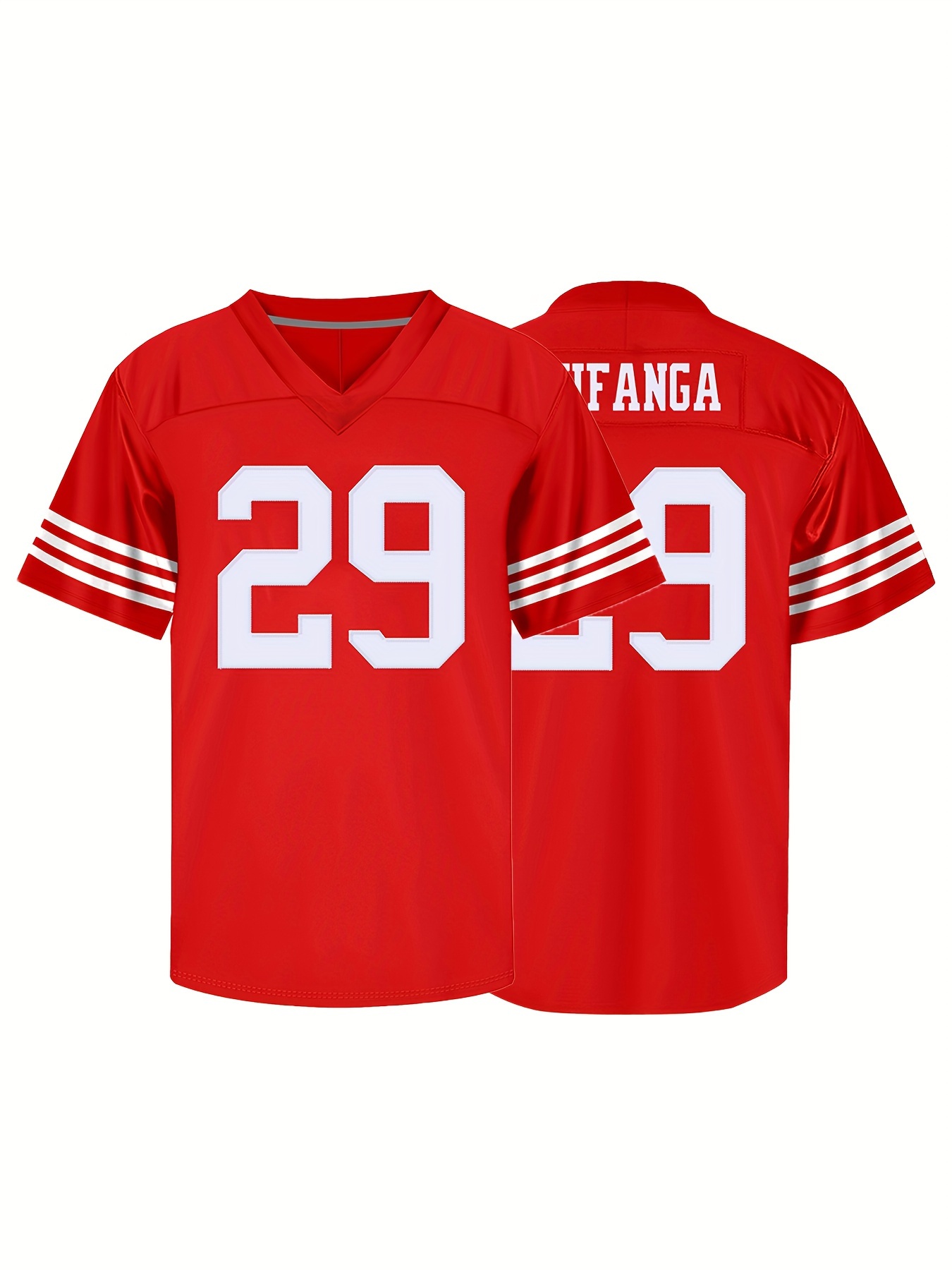 Camiseta Fútbol Americano Roja Hombre #29 Uniforme Manga - Temu