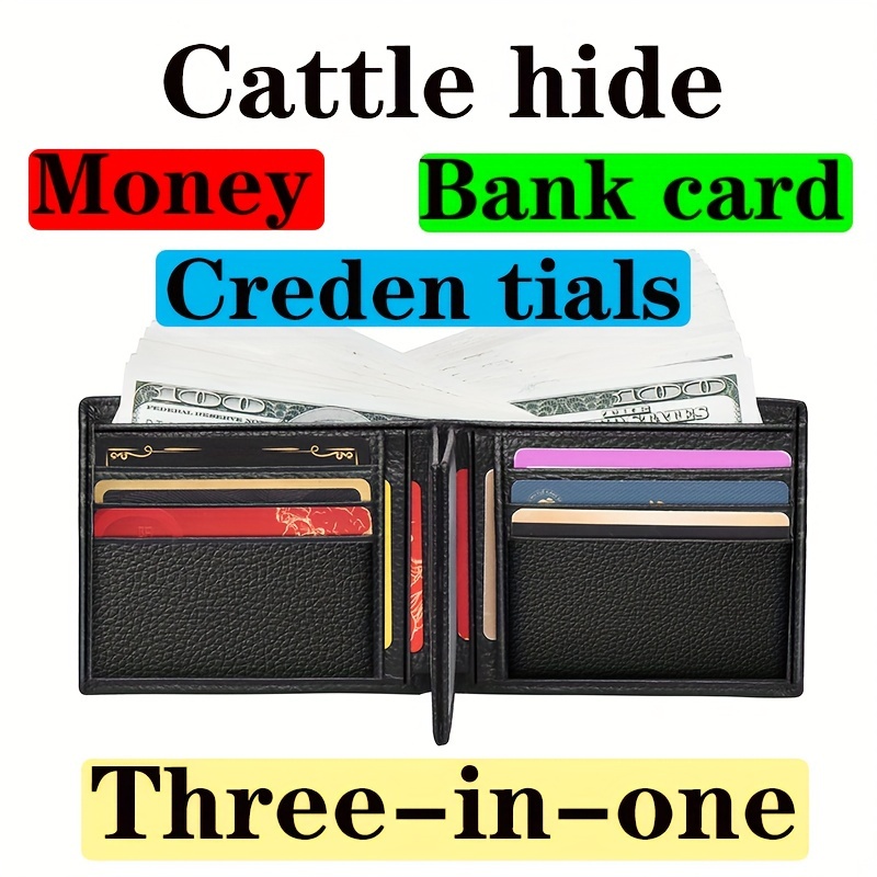 Men's Genuine Leather Card Holder, First Layer Cowhide Multi-card Credit  Bank Card Holder - Temu