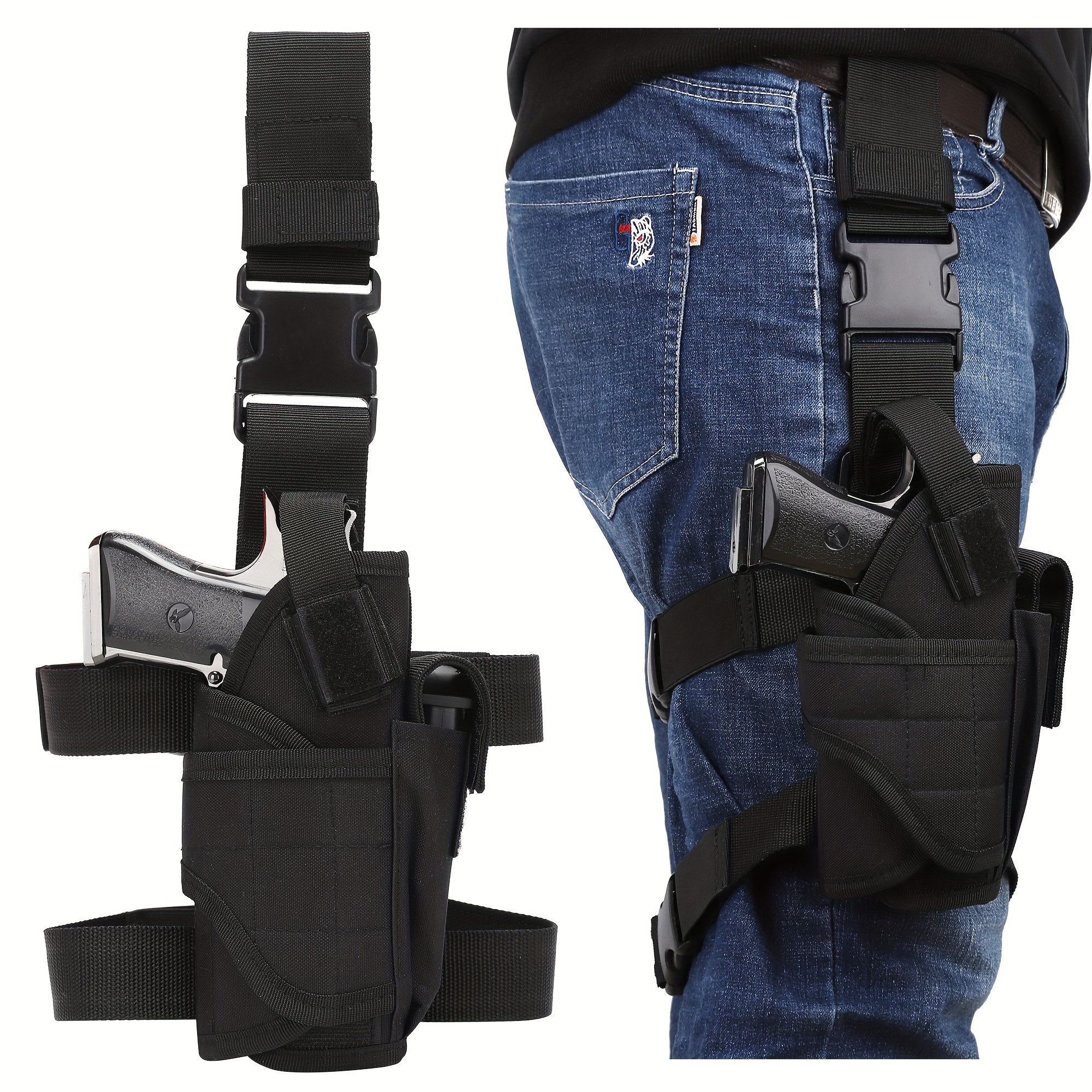 Drop Leg Tactical Thigh Pistol Gun Holster with Magazine Pouch Airsoft  Right Hand Handguns Case Adjustable Strap for Men - AliExpress