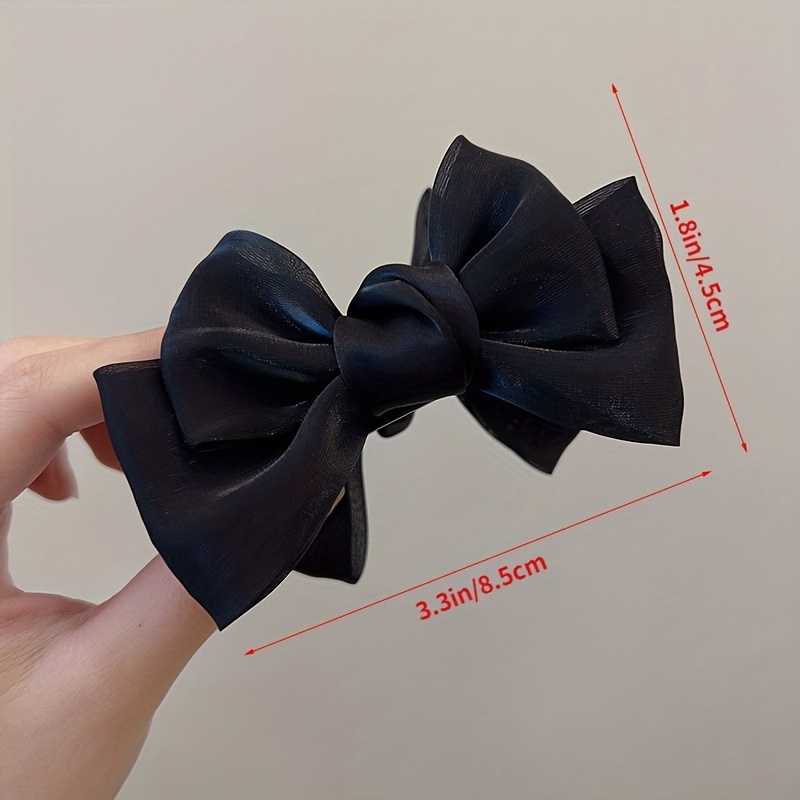 Black Bow Knot Hair Clip Female Black Vintage Duck Billed Clip With Long  Ribbon Coquette Style Headwear Female
