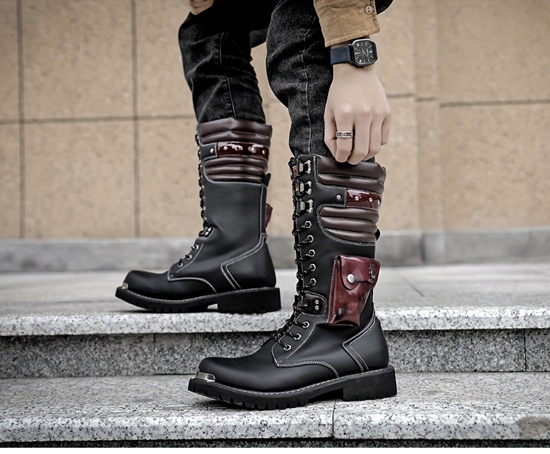 Men's fashion knee outlet high boots