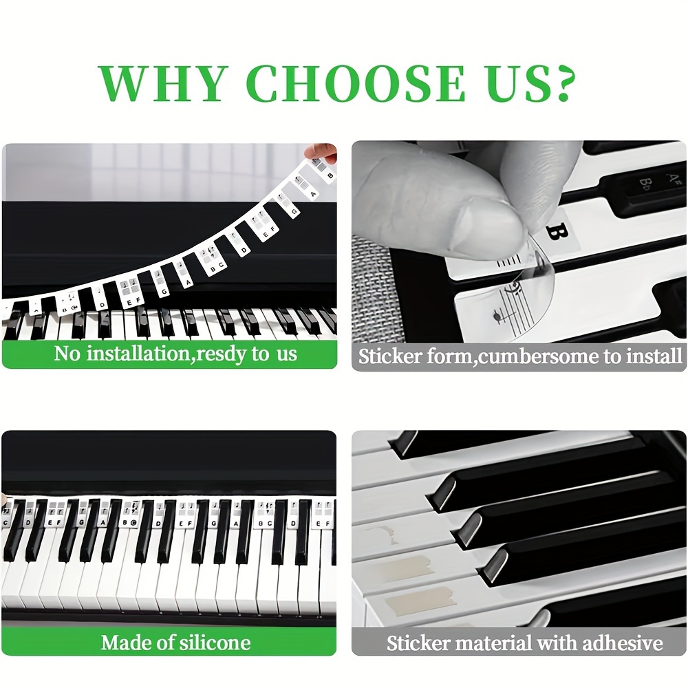 Étiquettes amovibles de notes de clavier de piano, guide de notes