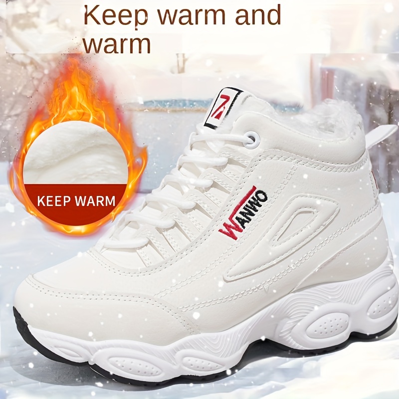 High Top Winter Plush Inner Thermal Athletic Sneakers Lace - Temu