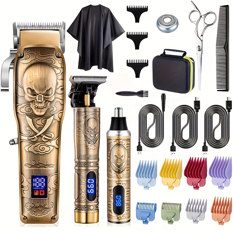 Hatteker Kit de cortapelos profesional para hombre y recortadora de  cuchilla en T, kit de corte de pelo inalámbrico para barba, kit de corte de  pelo
