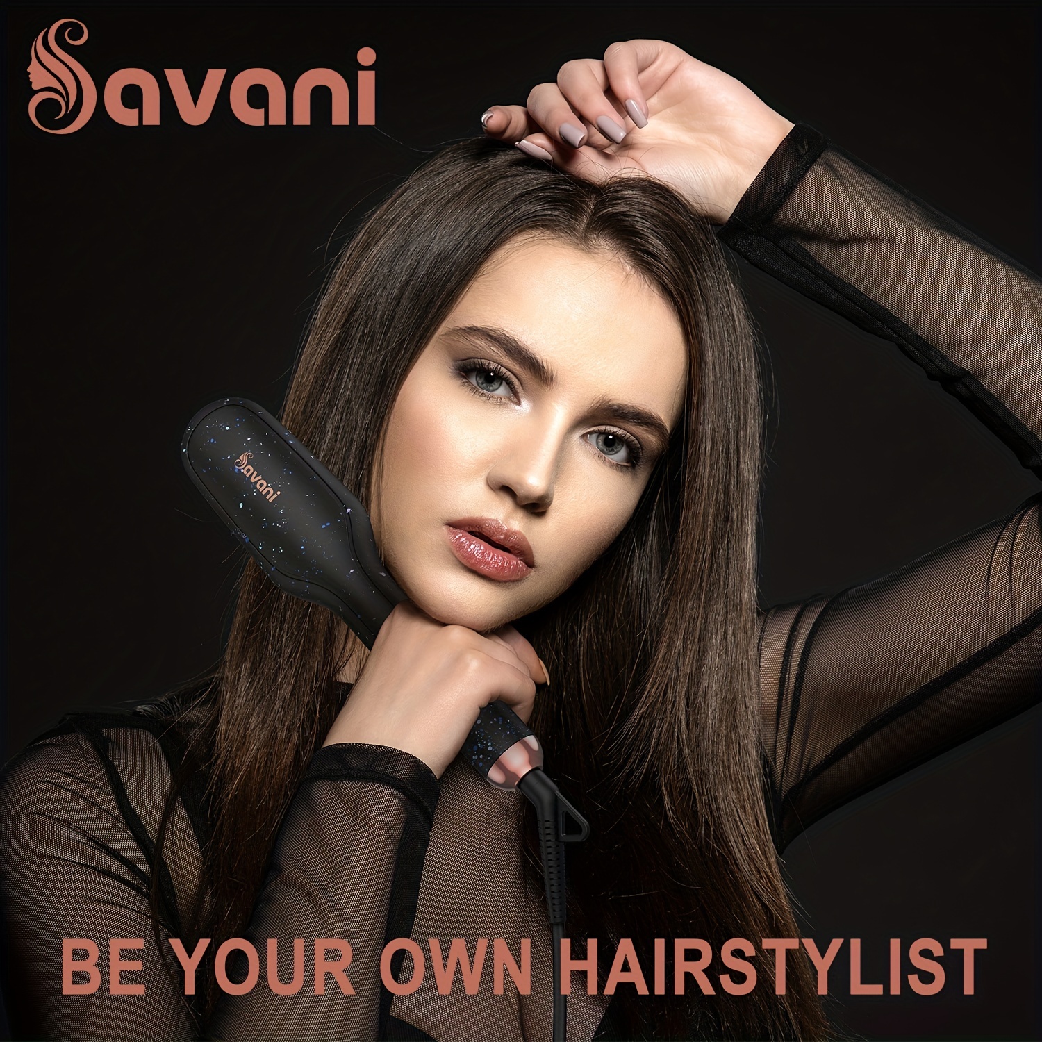 savani hair straightener brush fast heating ceramic negative ion hair straightening comb electric hot hair brush curly thick hair styling tool auto off anti scald multiple temp settings details 7
