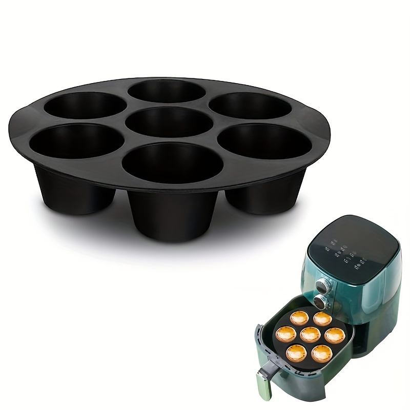 2-piece silicone air fryer egg mold, reusable air fryer baking pan,  non-stick mini cupcake pan, silicone muffin pan for baking, burger bread  pan, air