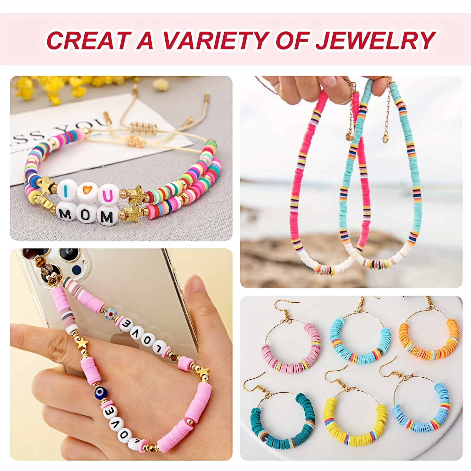 7200 Pcs Clay Beads for Bracelet Making Kit for Kids,DIY