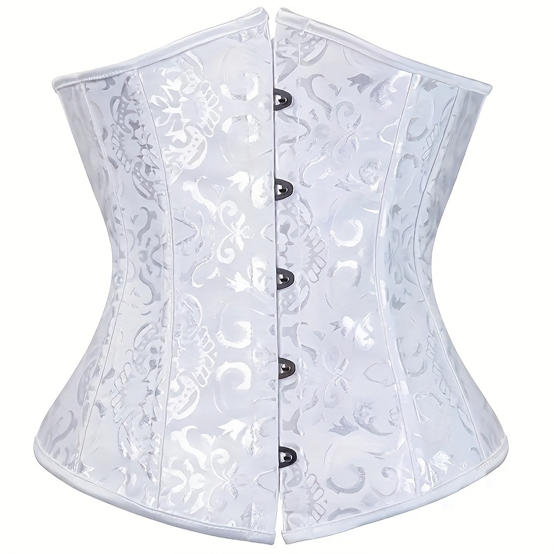 Women' Lace Back Sexy Floral Boned Corset Satin Overbust - Temu