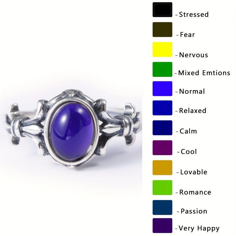 1pc Moon Stone Color Changing Mood Ring, Fashion Jewelry Gift Ring For  Women & Girls