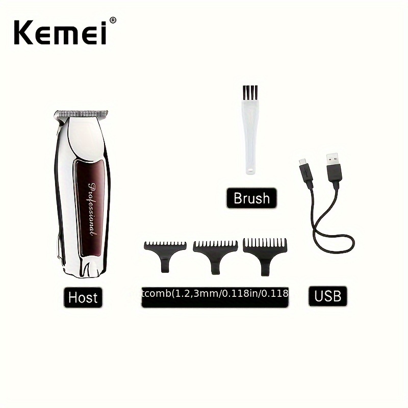 Rechargeable Barber Hair Clipper Kemei Km 1133 Transparent - Temu