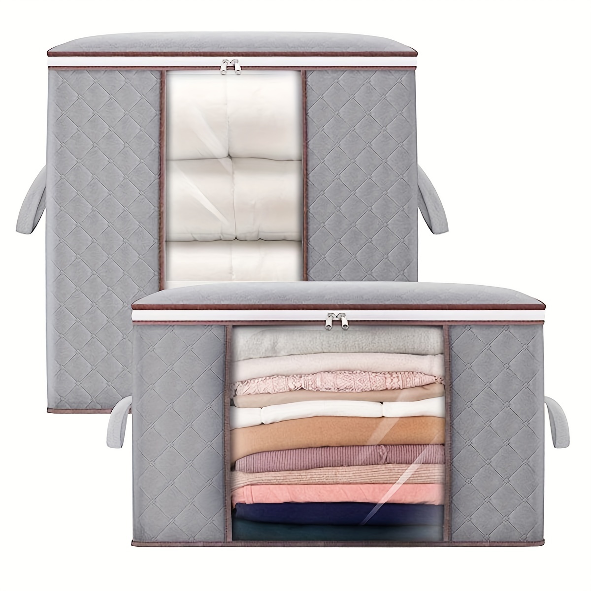 Large Capacity Blanket Storage Bags With Zipper Clear Window - Temu
