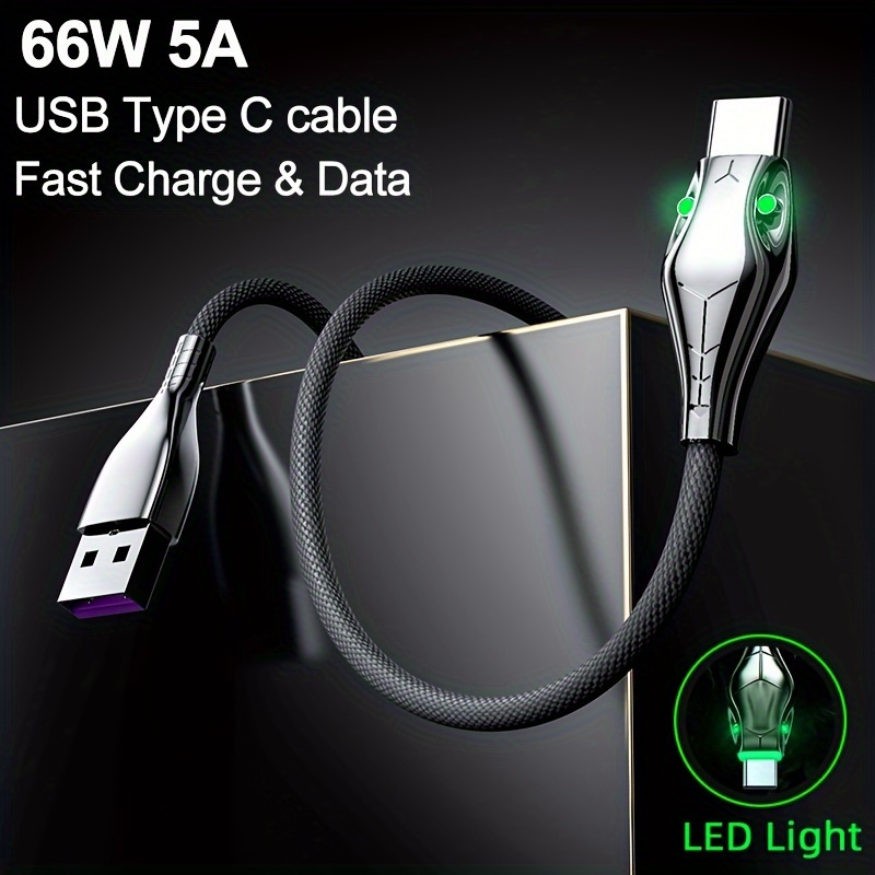 

Led Light 3.28ft/4.92ft/6.56ft 66w 5a Usb Type C Fast Charging Data Cable For Xiaomi/redmi/poco/samsung//oppo/vivo/oneplus Mobile Phone Accessories Usb To Type C Charge Data Cord