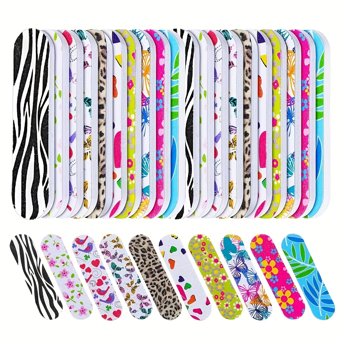 

100 Pieces Professional Double-sided Nail Files With Grit Print - Stylish Manicure And Pedicure Emery Board Tool
