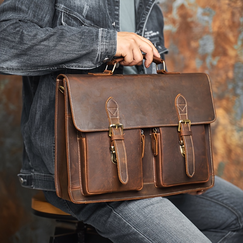 Leather messenger computer outlet bag