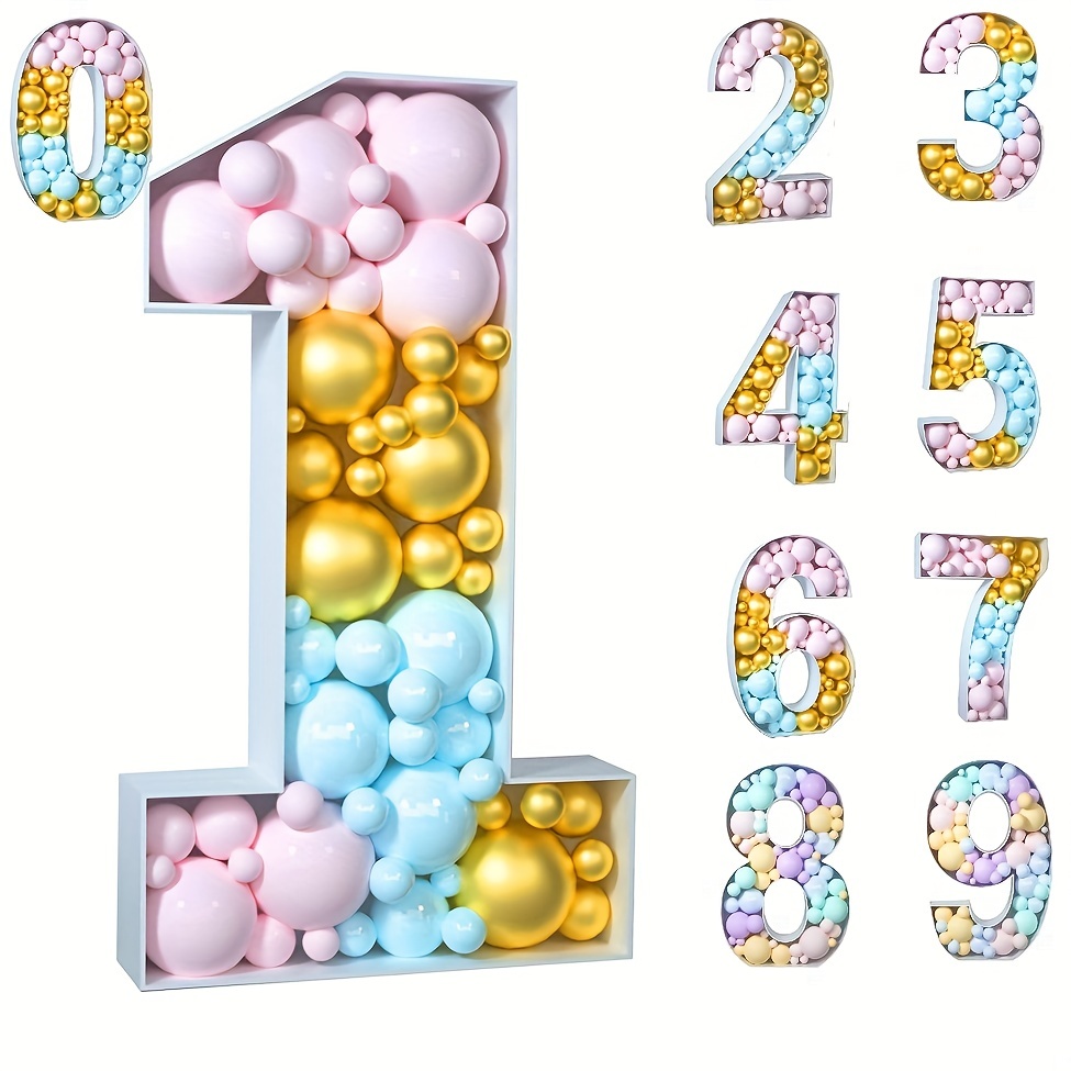 5FT Mosaic Number for Balloons, Giant Mosaic Balloon Frame for Party Decor,  Marquee Light up Number, Large Cardboard Number Letters for Birthday Party  decoration, Balloon Art Kits Number Balloon 1 