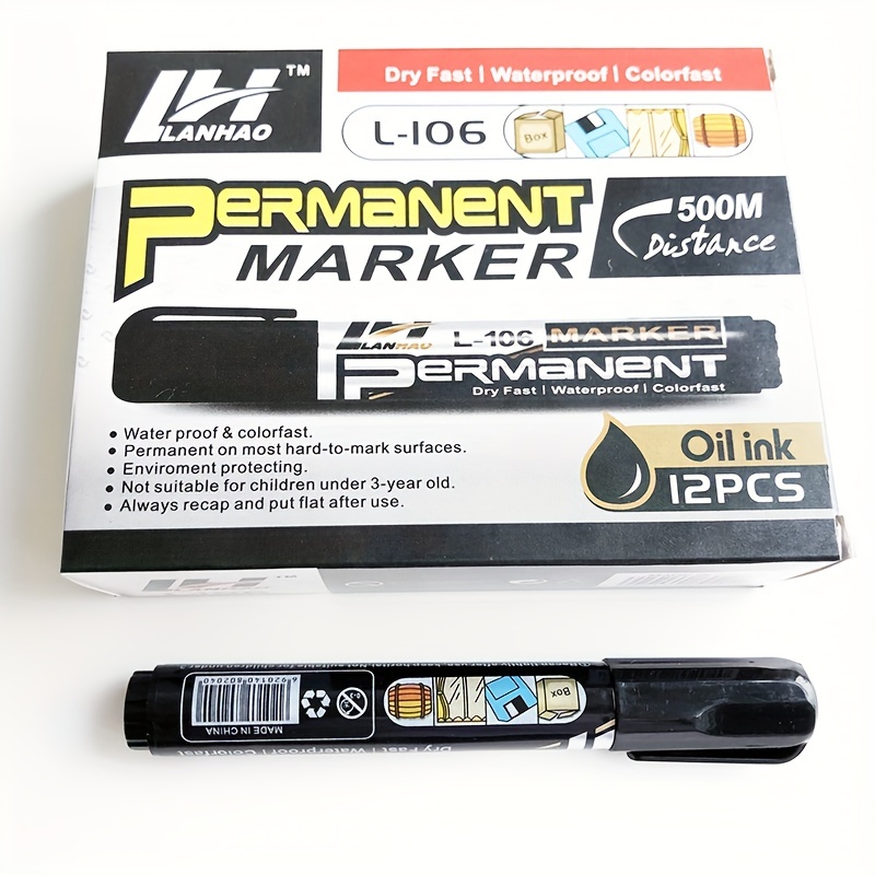 Oiliness Non-Fading & Waterproof Marker Pen Non-Erasable Marker Pen Hook Pen
