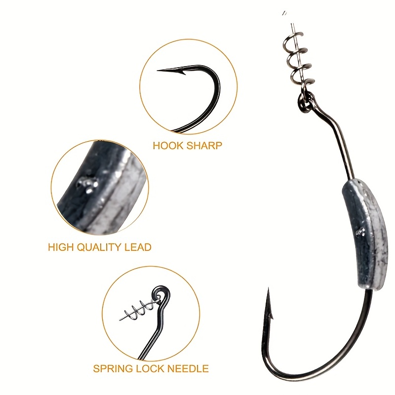 Offset Hooks Weighted Screw Lock Weedless Spring Pike Perch Fishing Soft  Lure