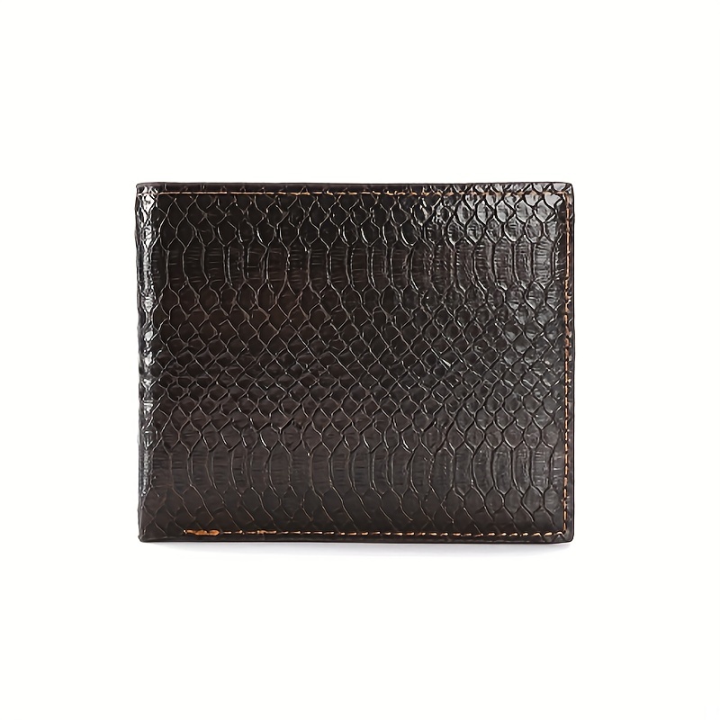 Men's Leather Short Wallet Crocodile Pattern Multi-card Card
