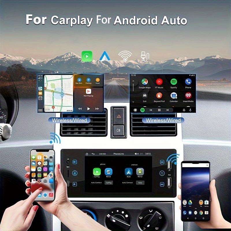 Autoradio à Écran Rétractable, Android 11, CarPlay, BT, WiFi