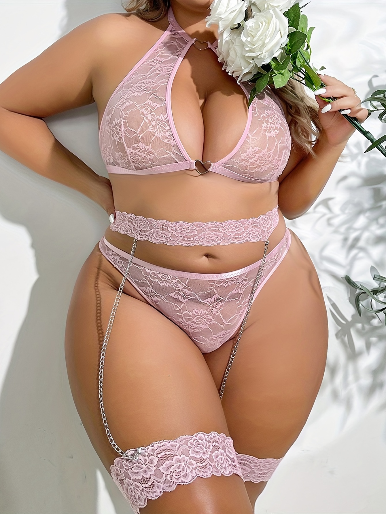 Women Lace Sexy Bra Sexy Lingerie Ribbon Chest Pad Lace Camisole Bras  Underwear Plus Size White at  Women's Clothing store