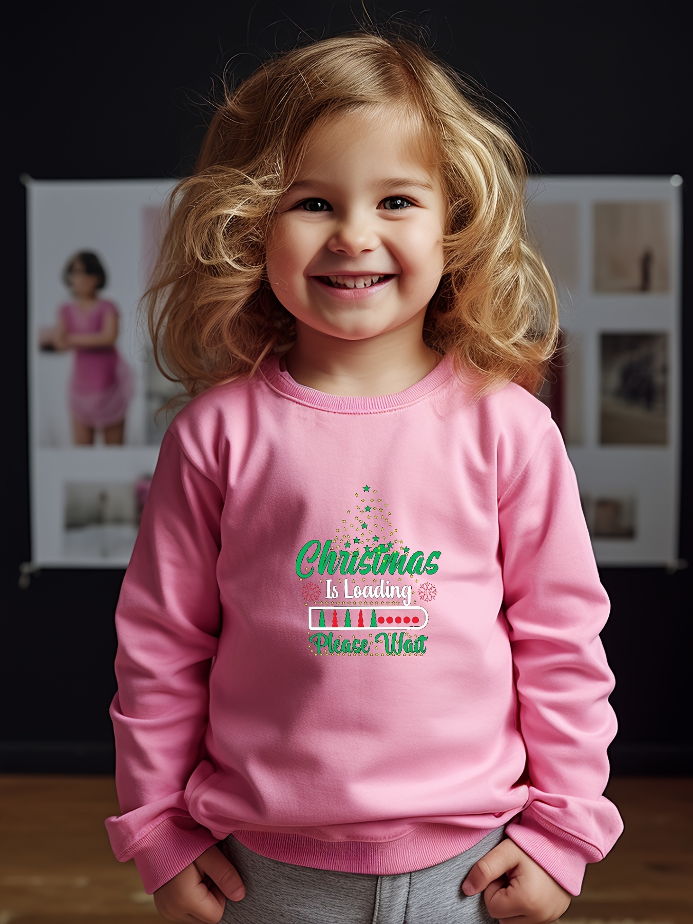 OERYUI Girls Christmas Sweatshirt Christmas Is Loading Wait Print Pullover