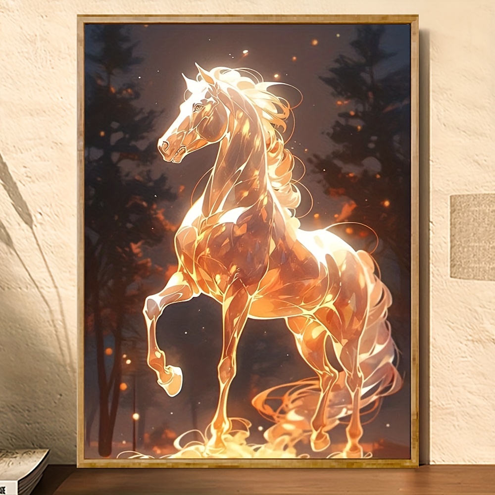 5d Diy Diamond Painting For Cute Luminous Horse Suitable - Temu