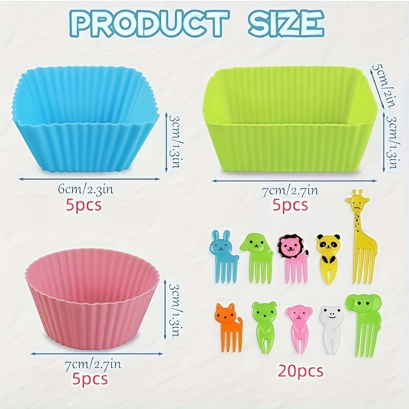 Silicone Cupcake Muffin Baking Cups Liners Reusable Non-Stick Cake Molds  Sets 20pcs 