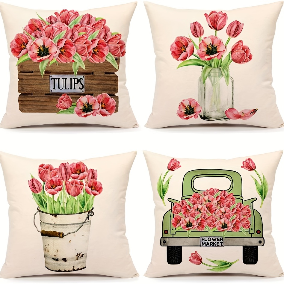 Spring Market Pillow Cover, Easter Pillow Cover, Spring Pillow