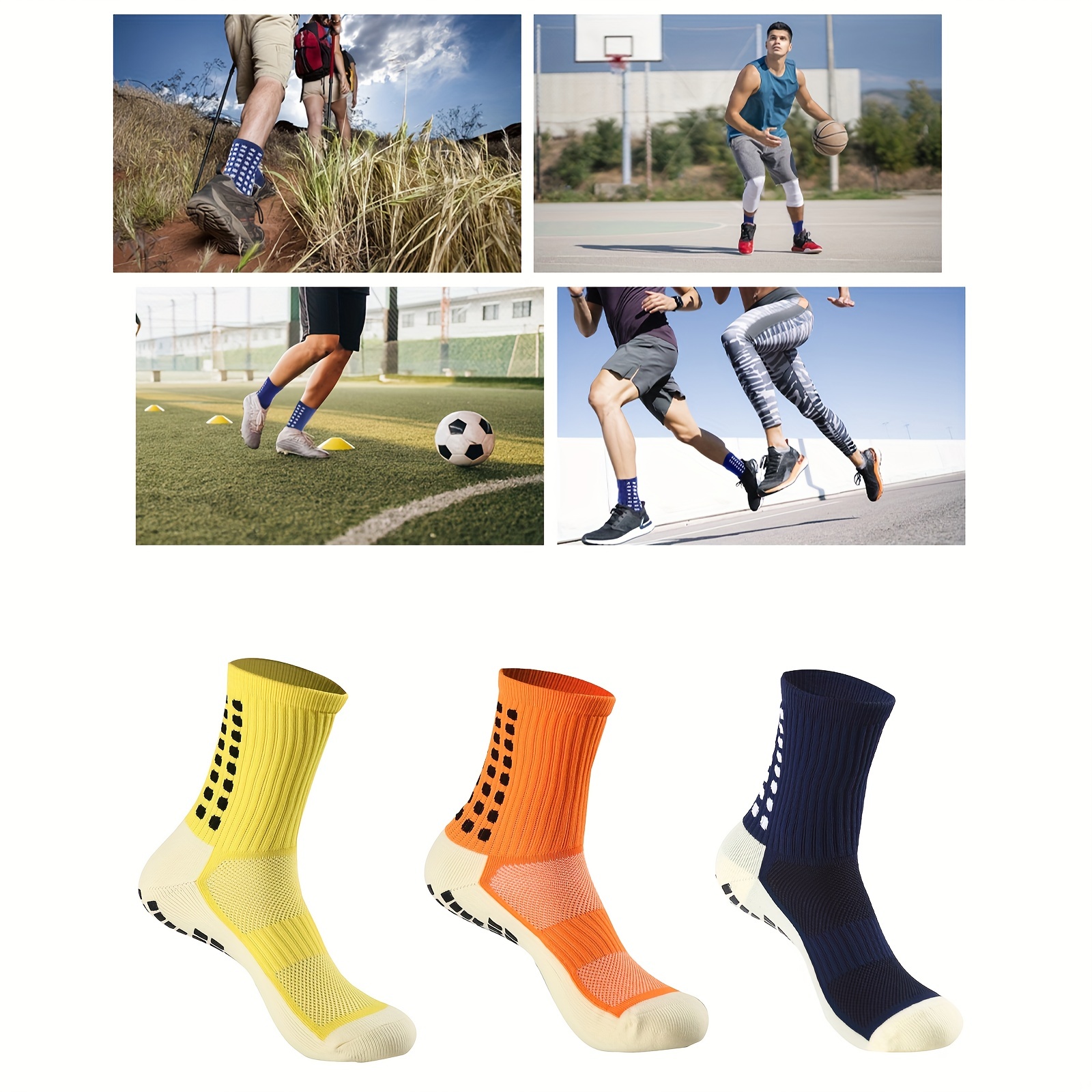 1 Pairs Men's Soccer Socks Anti Slip Non-Slip Gripper Pads for Football  Basketball Sports With Grippers Socks