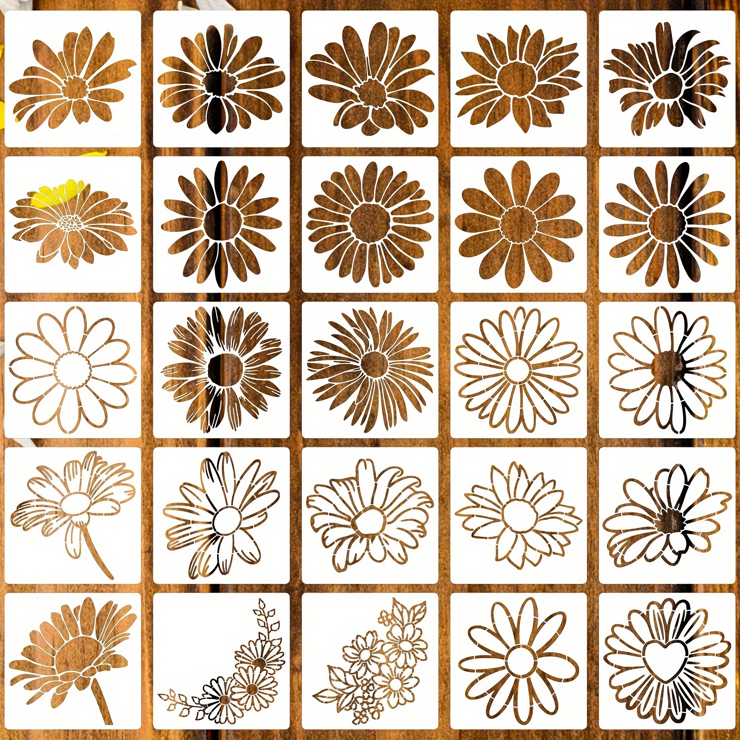 Daisy Stencils Flower Stencils For Painting On Wood Canvas - Temu