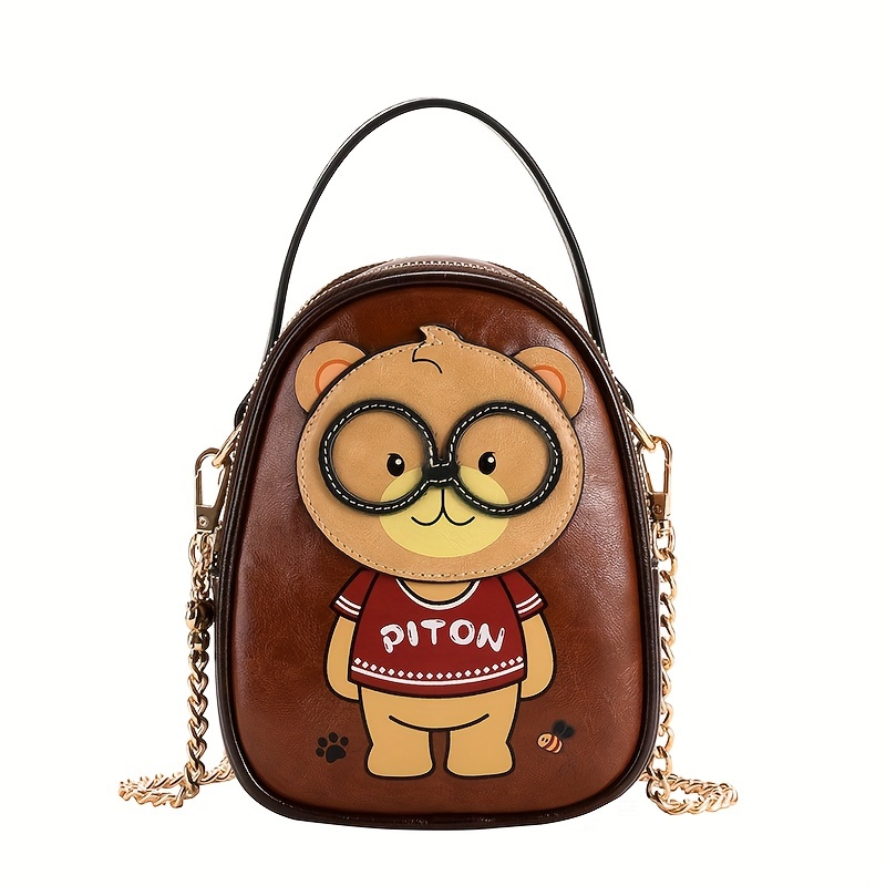 Mini Cartoon Animal Pattern Fashion Flap Shoulder Bag With Pendant