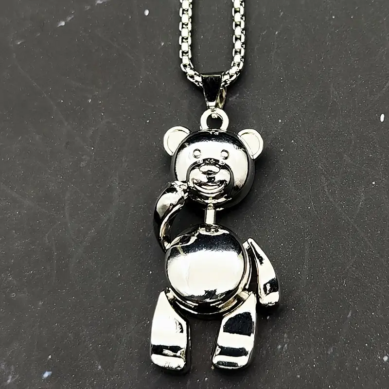 Minimalist Adjustable Little Bear Pendant Necklace Men Women - Temu