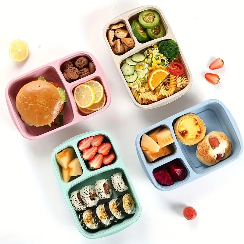 4PCS Bento Box Adult Lunch Box, Compartment Meal Prep Container