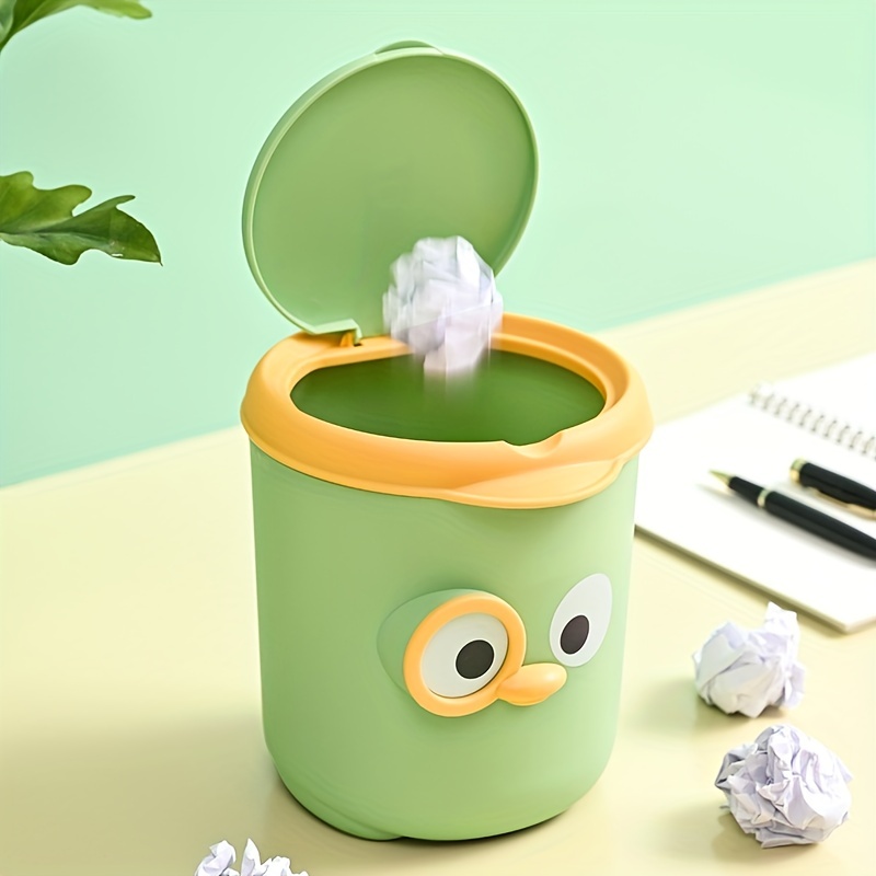 Cute Cartoon Mini Desktop Garbage Bin - Ins Wind Belt Cover Storage Bin for  Office Makeup & Small Paper Basket