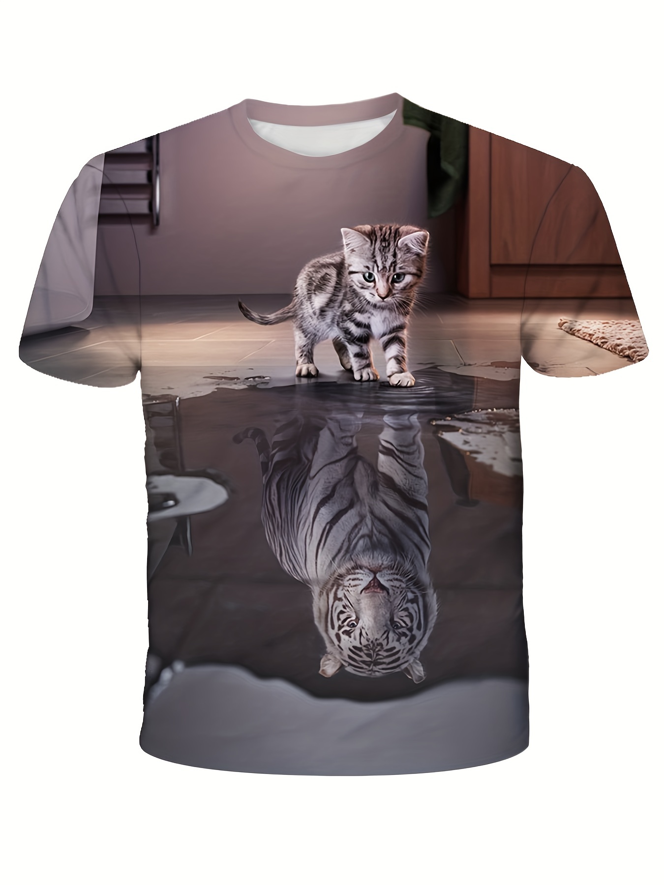 Summer Fashion Men Funny Tiger graphic t shirts 3D Printed Animal Pattern  Tees Tops Round Neck Short Sleeve Hip Hop Streetwear