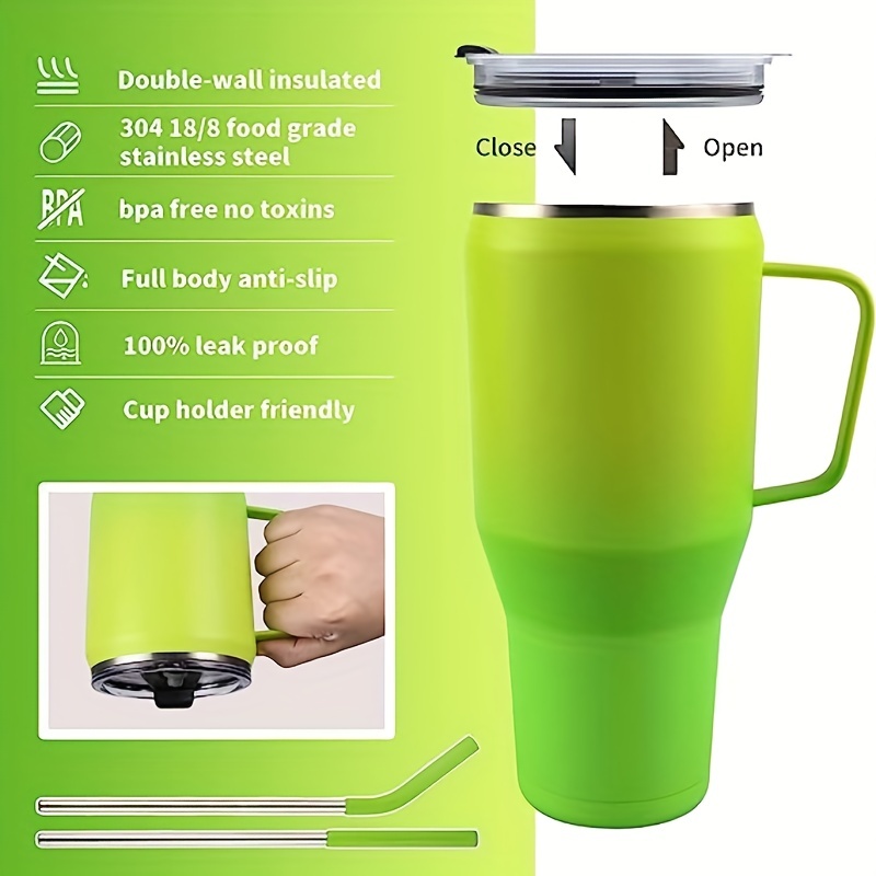 40 oz Tumbler with Handle and Straw Cup Holder Friendly Dishwasher
