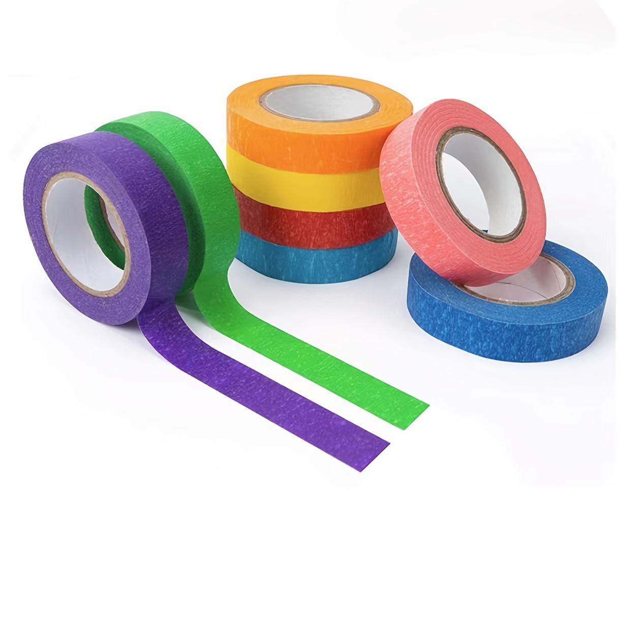 Color Masking Tape Rolls-7 Rolls 2.54 cm x 20 Yards (Approximately 20  Meters)-Color Teacher Tape, Suitable for Art, Labels, Classroom Decoration