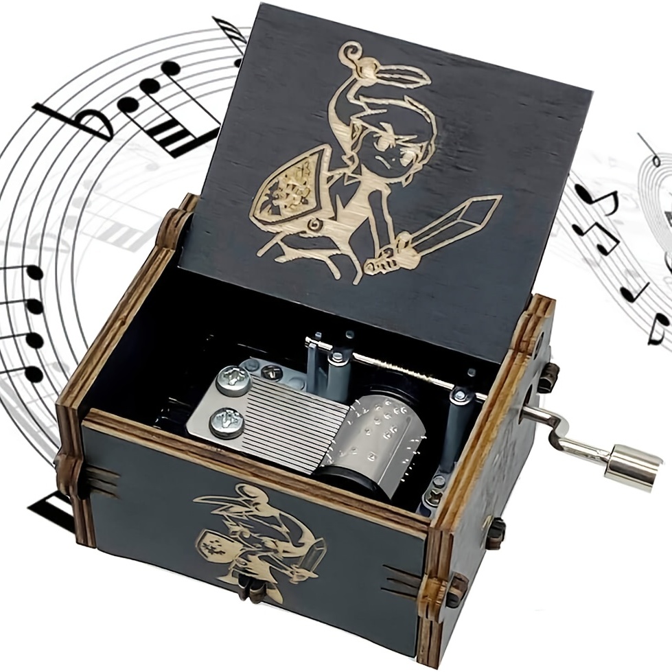 Music Box- Creative Wooden Hand Crank Music Box Carved Classic