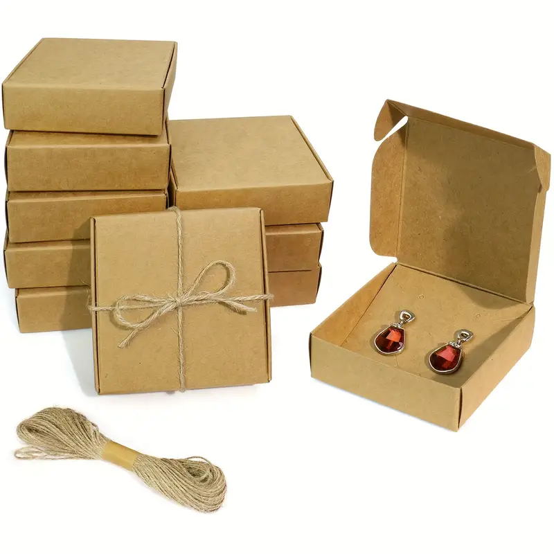 Kraft Paper Jewelry Brown Gift Boxes Suitable For Packaging - Temu