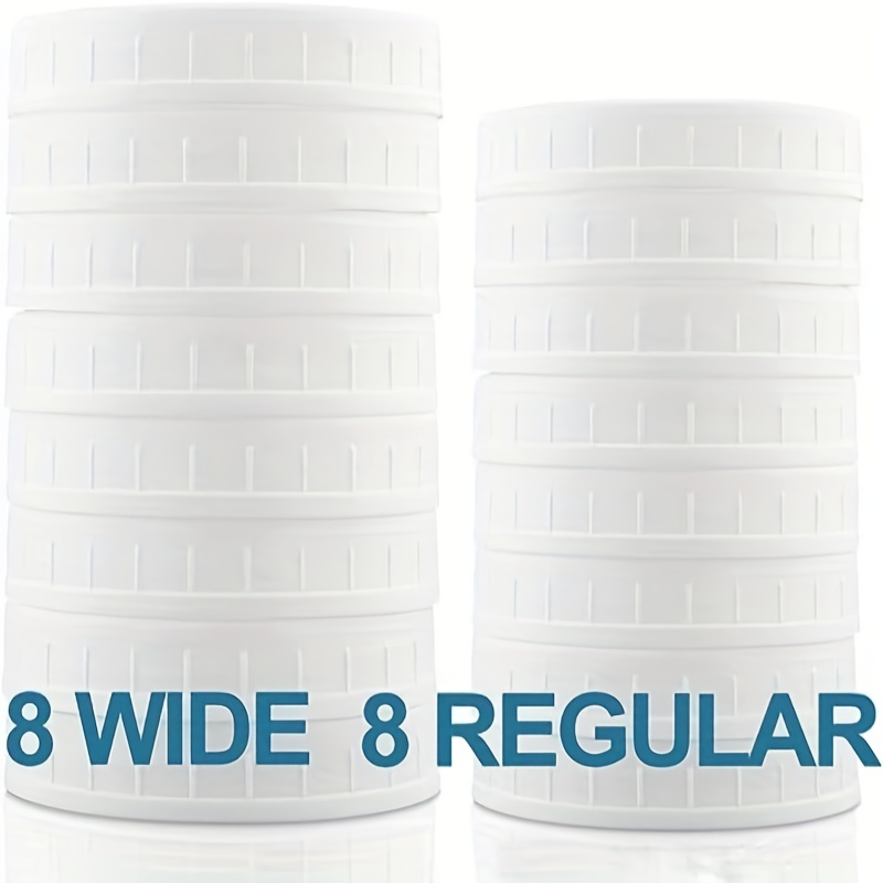 

16pcs Plastic Mason Jar Lids, Fits Ball, Kerr & More, Leak-proof White Plastic Storage Caps For Mason/canning Jars, Kitchen Accessories