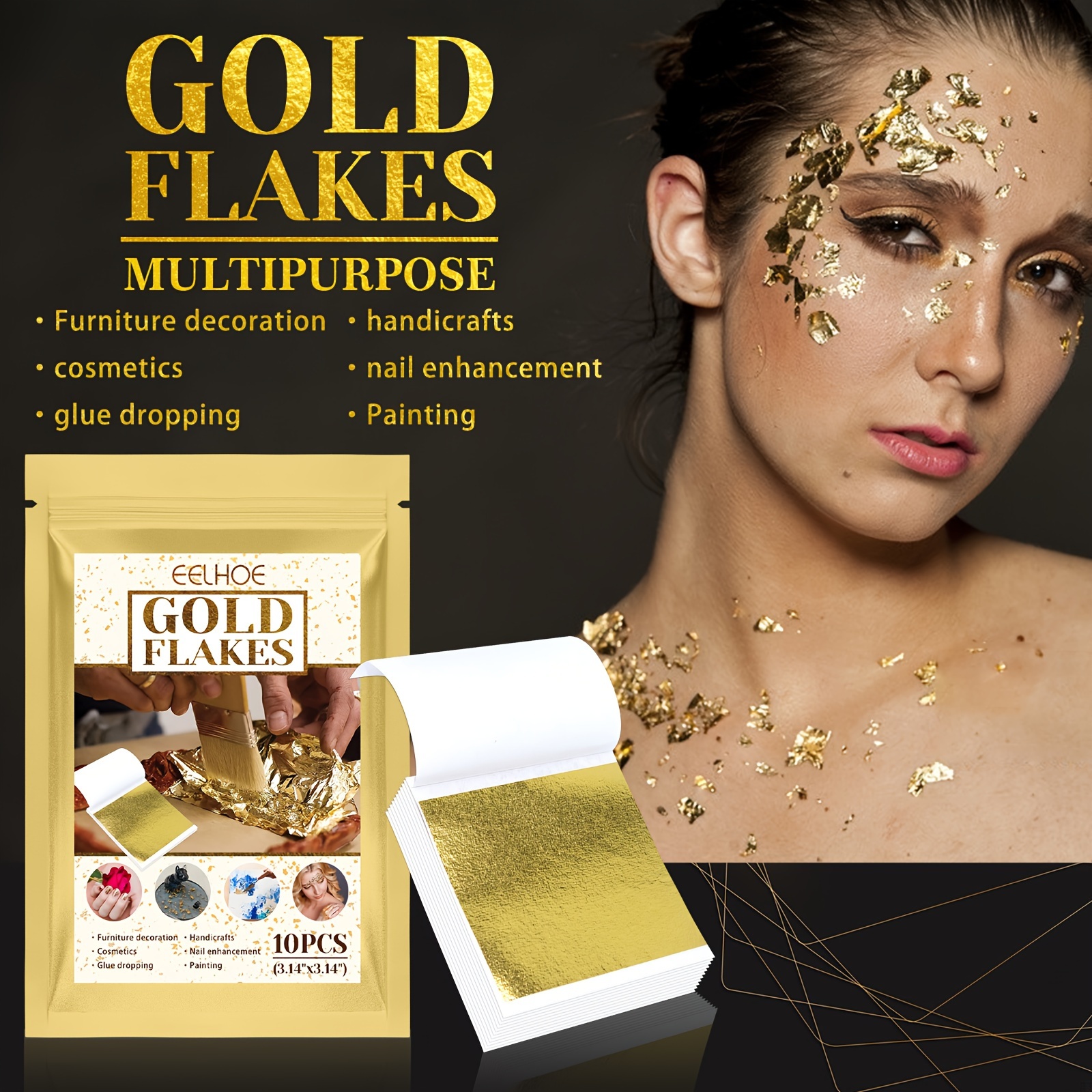 Multifunctional Golden Foil Paper Nail Polish Sequins Skin - Temu