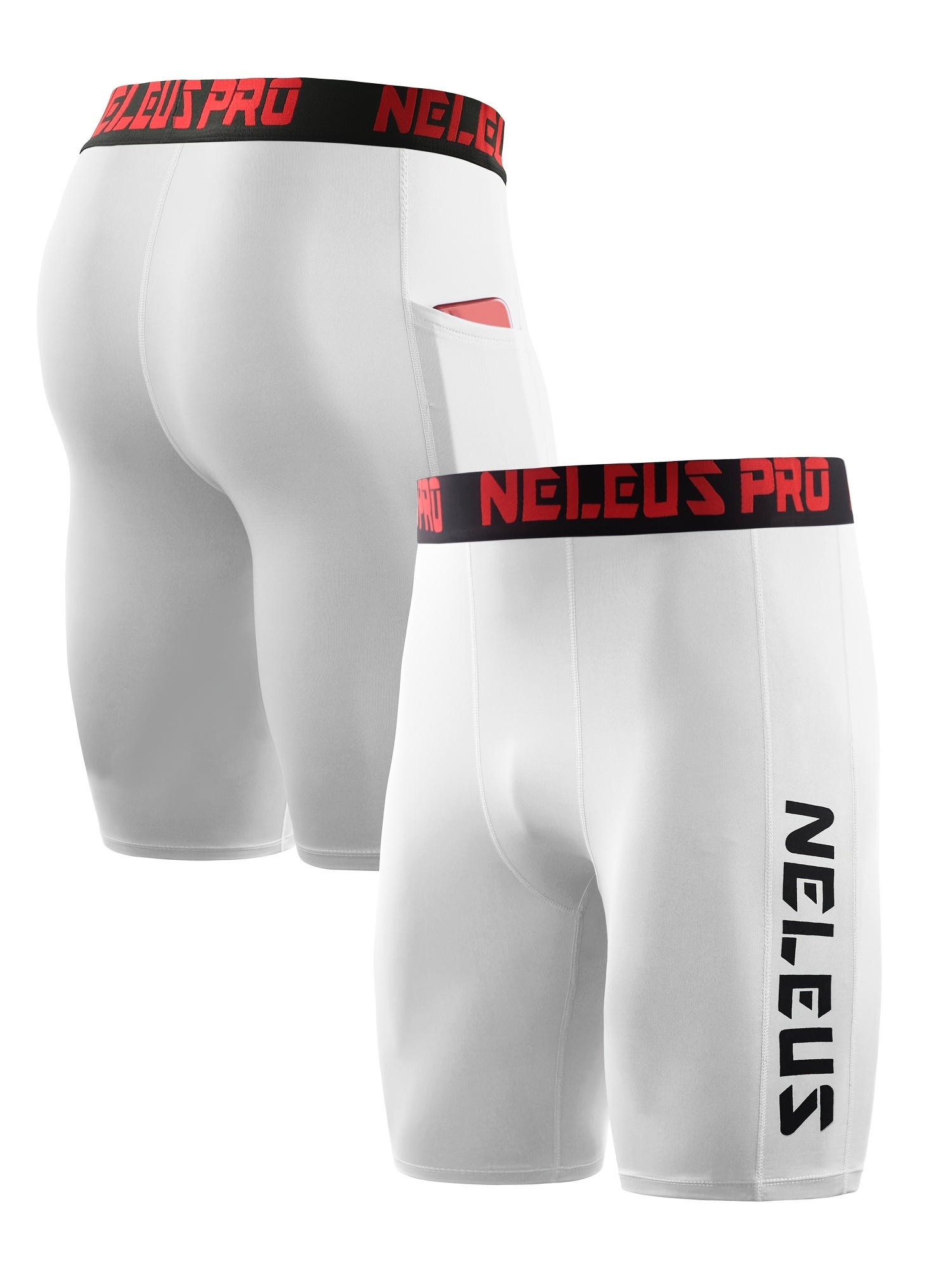 NELEUS Men's 3 Pack Compression Shorts