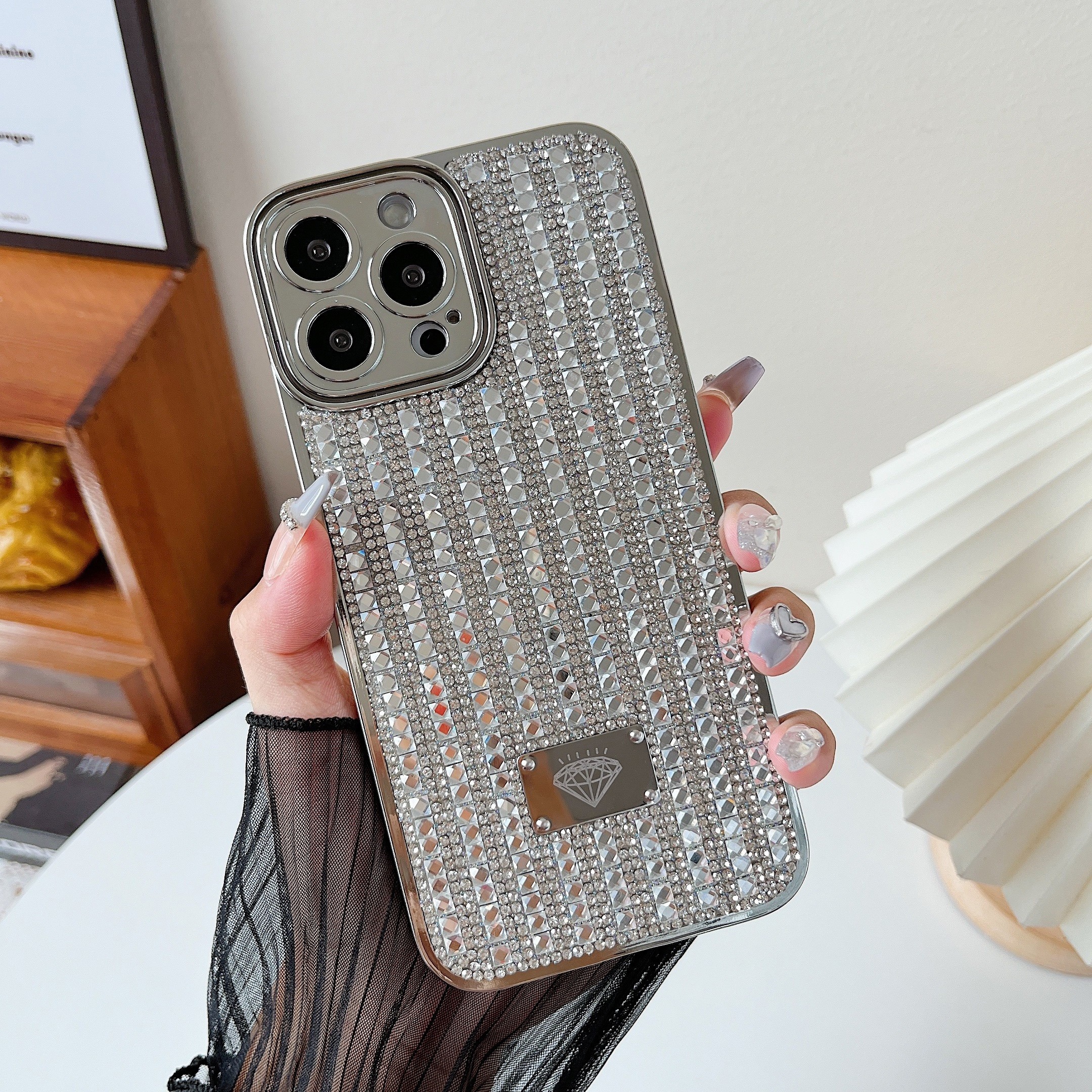 Funda para iPhone 13 Pro Max Gold Glitter - Parachoques femenino de 6.7  pulgadas con protector de pantalla y cámara