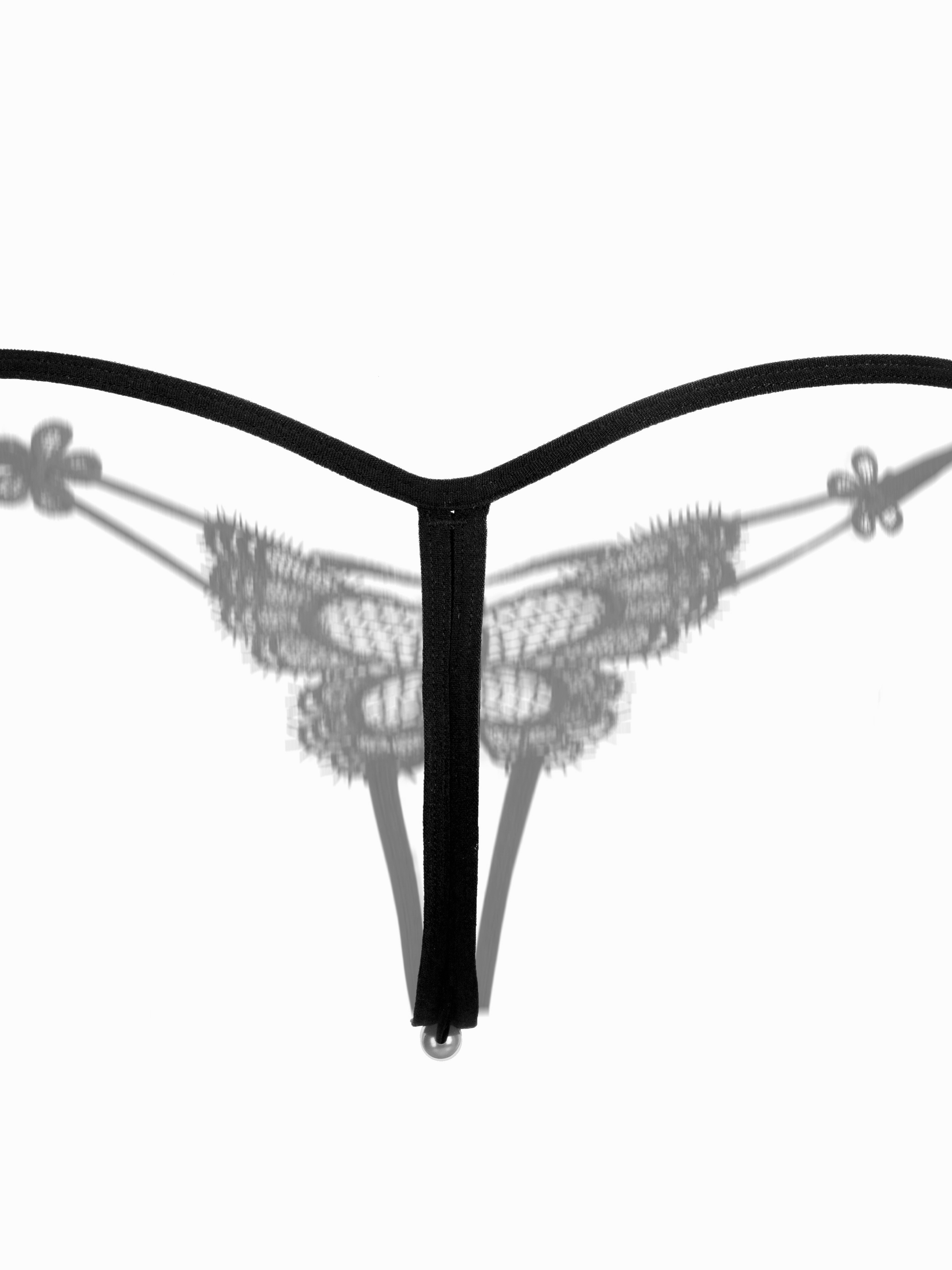Women G-String Low Waist Thong Panties Lingerie Butterfly Pearl Briefs  Underwear