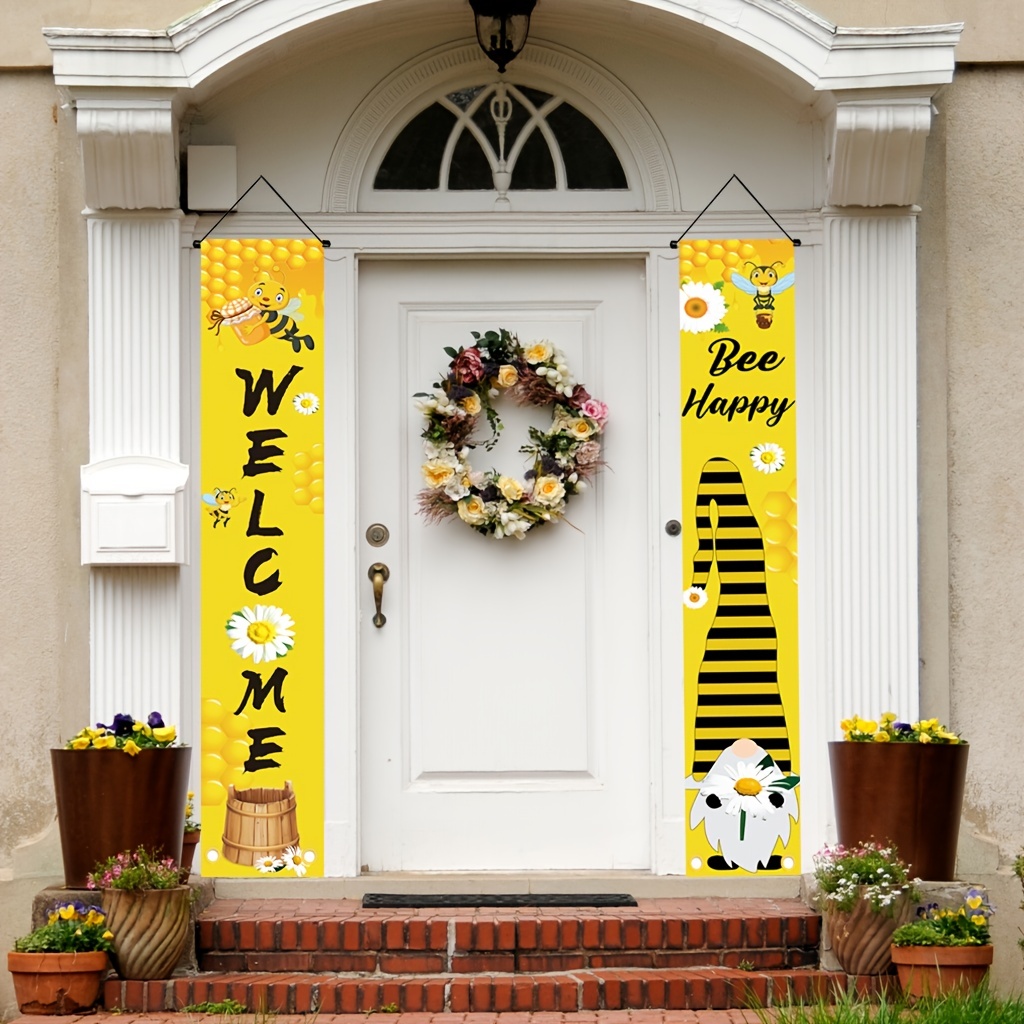 Cute as a Bee Door Wreath - Honeybee Welcome Colorful Summer