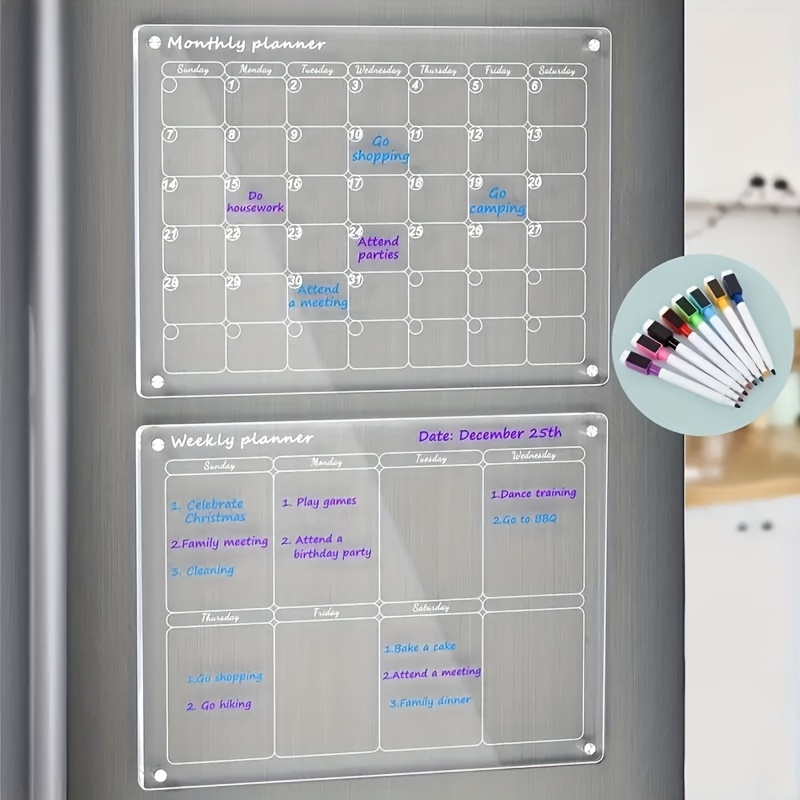  LAMPPE Magnetic Acrylic Calendar for Fridge, 2 Set