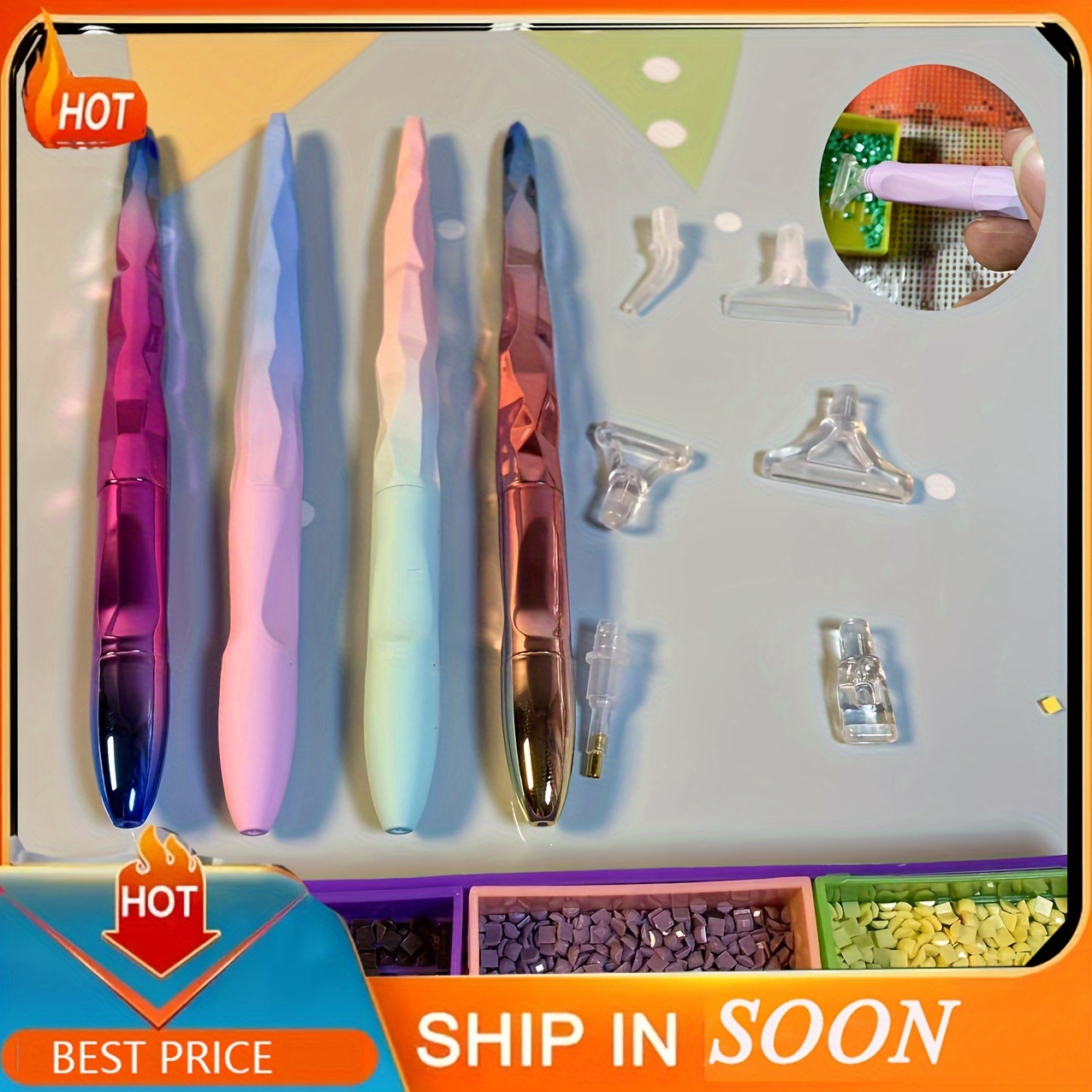 

1set 2024 New Diamond Painting Diamond Pen Star Sequins Diy Point Drill Pen Embroidery Nail Art Diamond Painting Pen