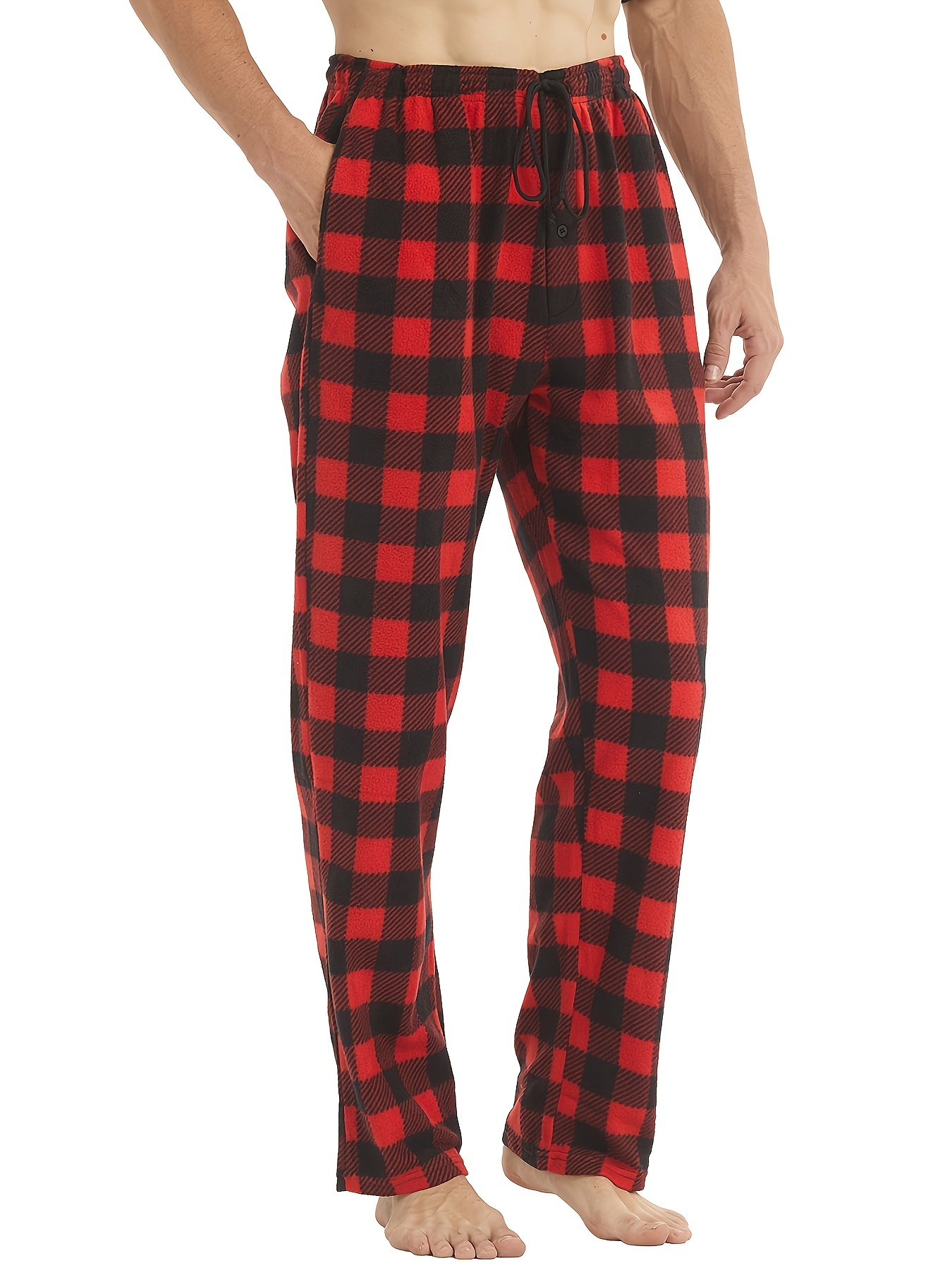 Plus Size Men's Pajama Pants Plush Lined Plaid Loungewear - Temu